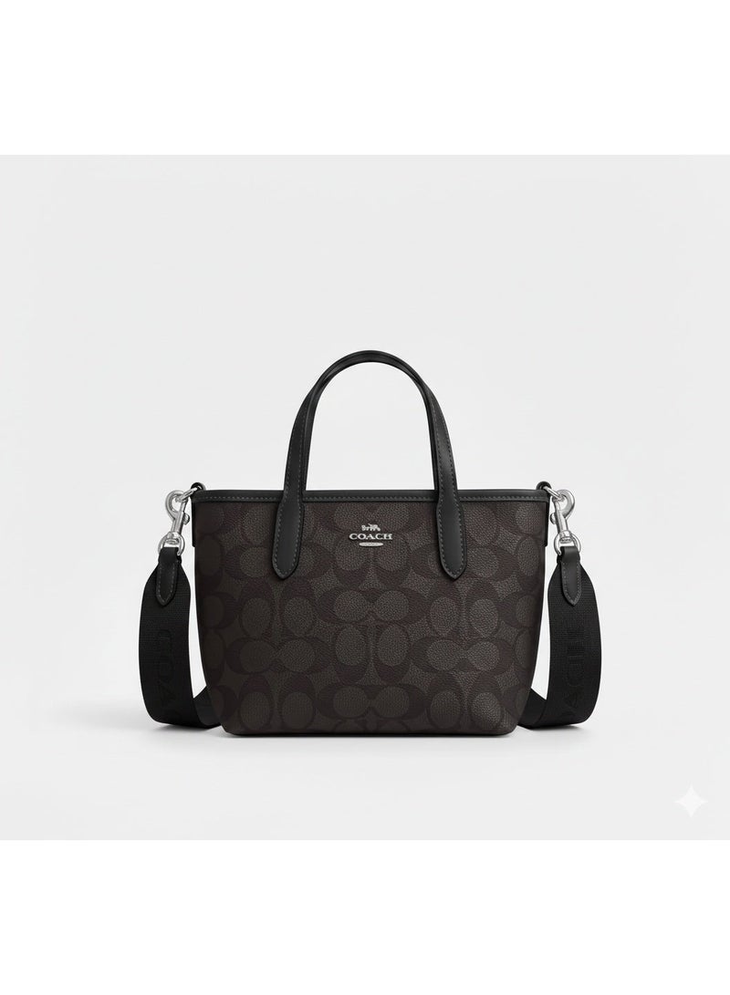 coachoutlet Coach City Mini Tote Bag in Signature Canvas - Black/Gray - Image 1